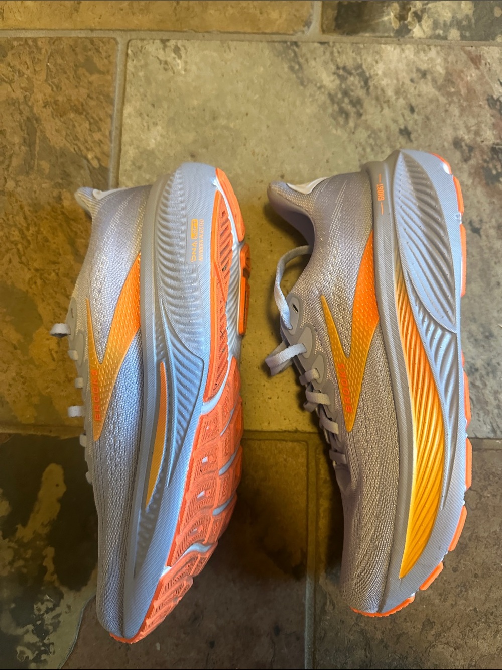 Brooks Ghost 17 Women's Lavender Running Sneakers with Orange Accents - Picture 3 of 6